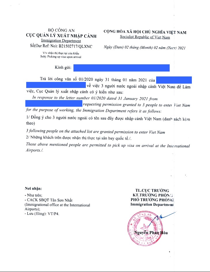 Visa approval letter for business visa during covid 19 pandemic